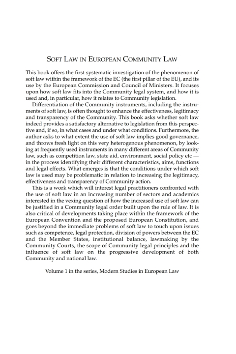 Cover image for book Soft Law in European Community Law