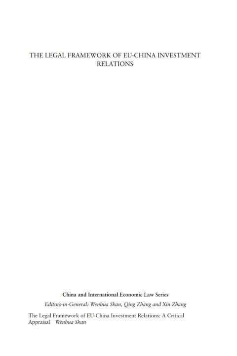 Cover image for book The Legal Framework of EU-China Investment Relations