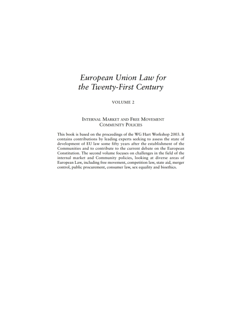 Cover image for book European Union Law for the Twenty-First Century: Volume 2