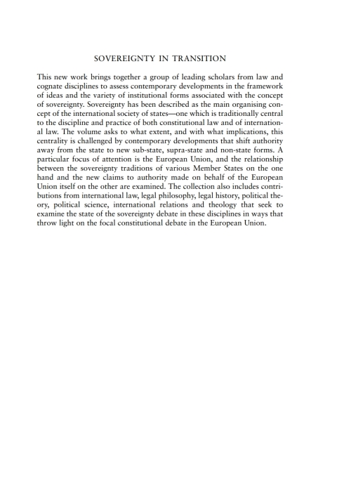 Cover image for book Sovereignty in Transition