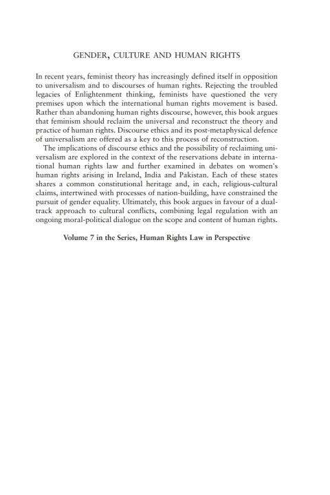 Cover image for book Gender, Culture and Human Rights