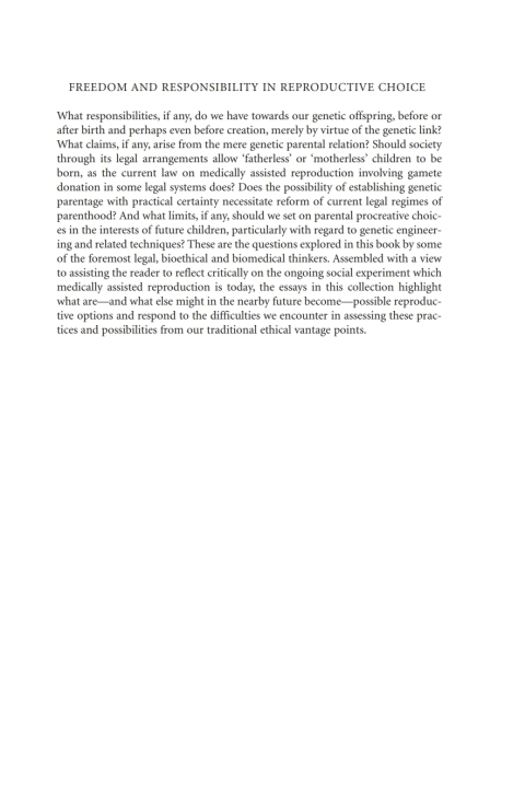 Cover image for book Freedom and Responsibility in Reproductive Choice