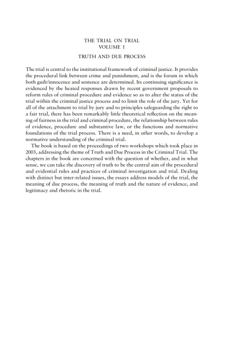 Cover image for book The Trial on Trial: Volume 1