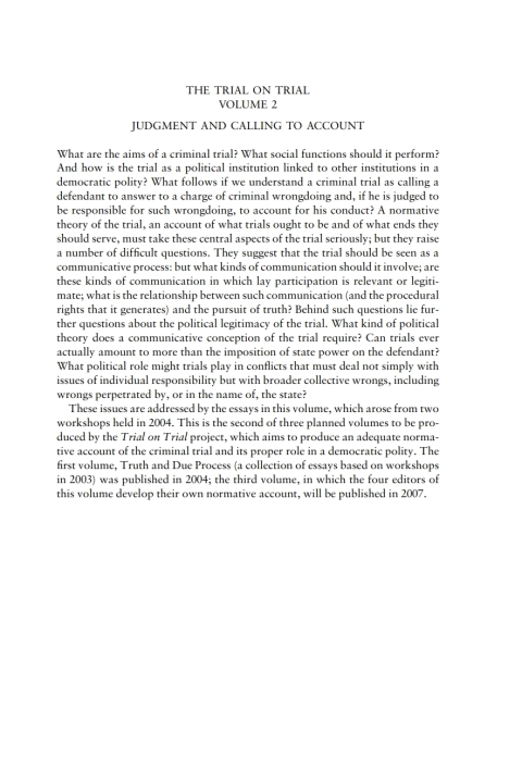 Cover image for book The Trial on Trial: Volume 2