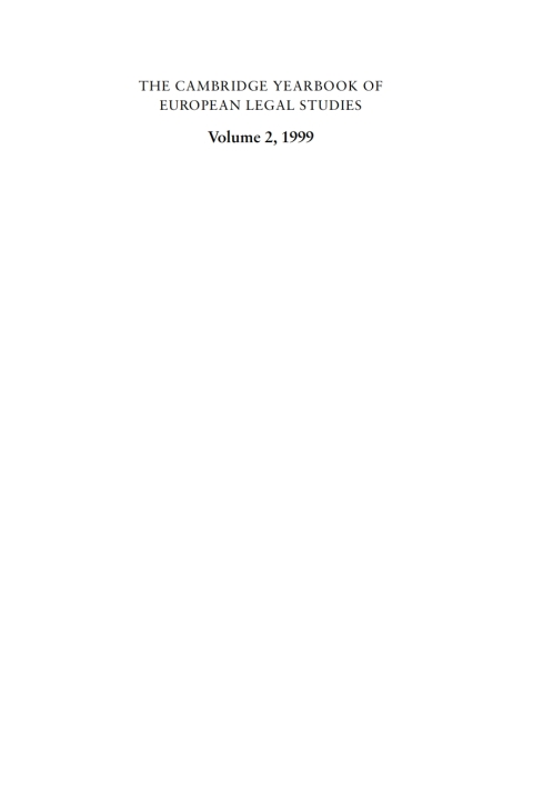 Cover image for book Cambridge Yearbook of European Legal Studies  Vol 2, 1999
