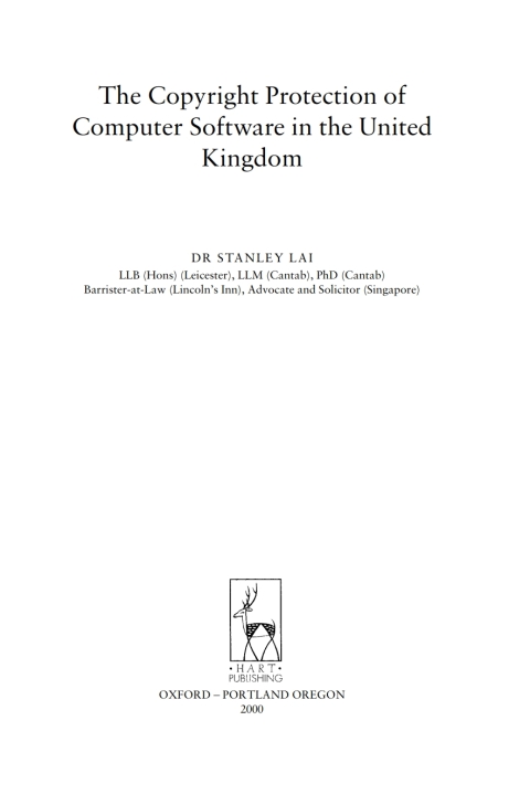 Cover image for book Copyright Protection of Computer Software in the United Kingdom