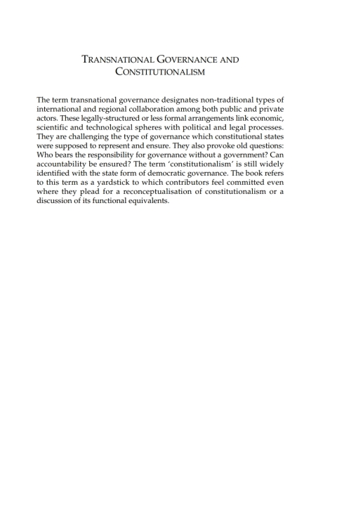 Cover image for book Transnational Governance and Constitutionalism