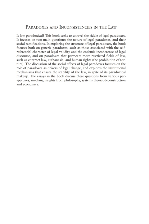 Cover image for book Paradoxes and Inconsistencies in the Law