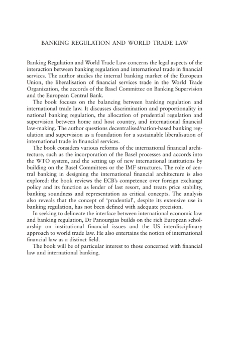 Cover image for book Banking Regulation and World Trade Law