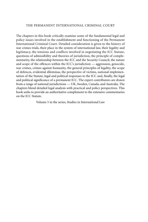 Cover image for book The Permanent International Criminal Court