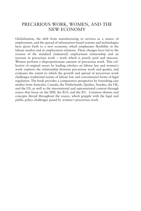 Cover image for book Precarious Work, Women, and the New Economy