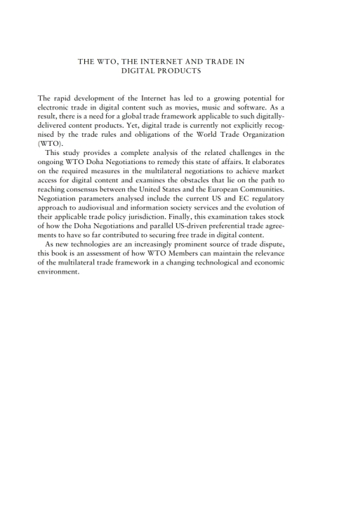 Cover image for book The WTO, the Internet and Trade in Digital Products