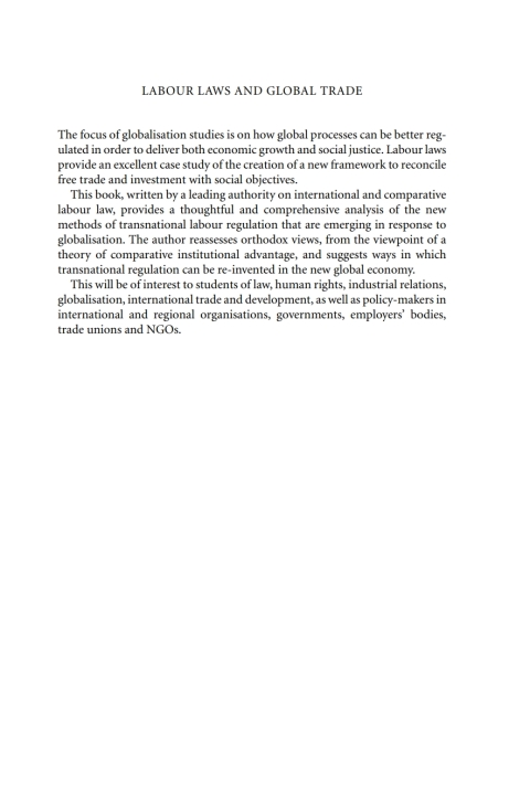 Cover image for book Labour Laws and Global Trade