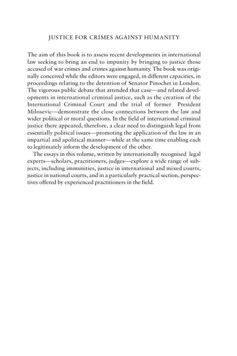 Cover image for book Justice for Crimes Against Humanity