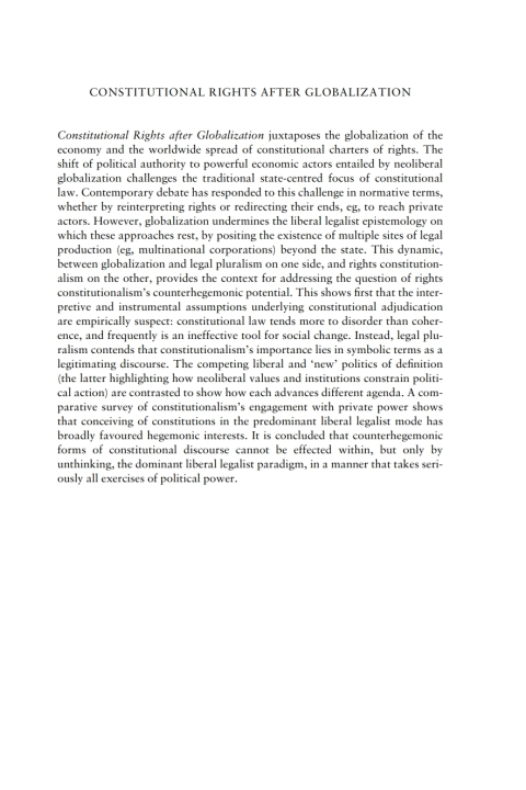 Cover image for book Constitutional Rights after Globalization