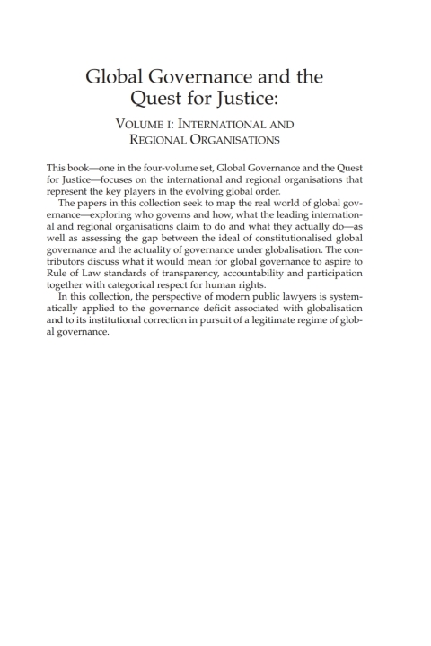 Cover image for book Global Governance and the Quest for Justice - Volume I