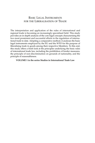 Basic Legal Instruments for the Liberalisation of Trade