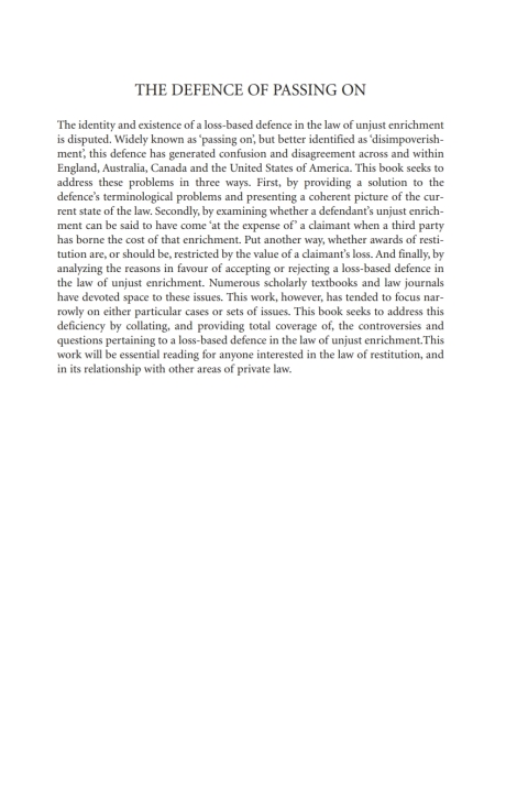 Cover image for book The Defence of Passing On