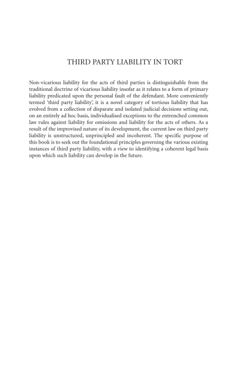 Cover image for book Third Party Liability in Tort
