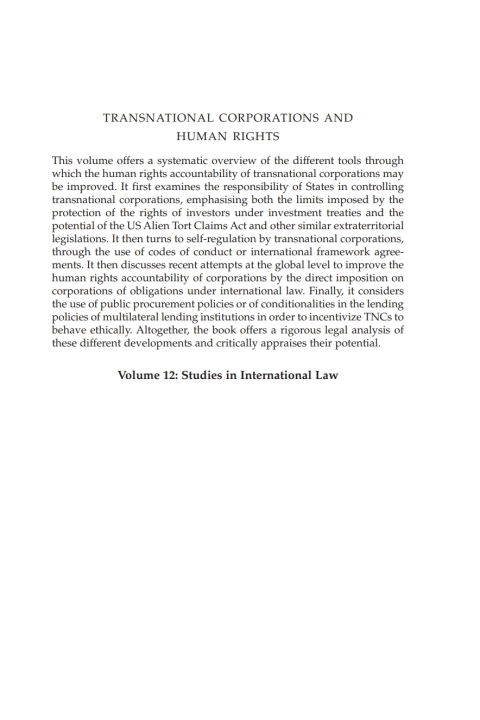 Cover image for book Transnational Corporations and Human Rights