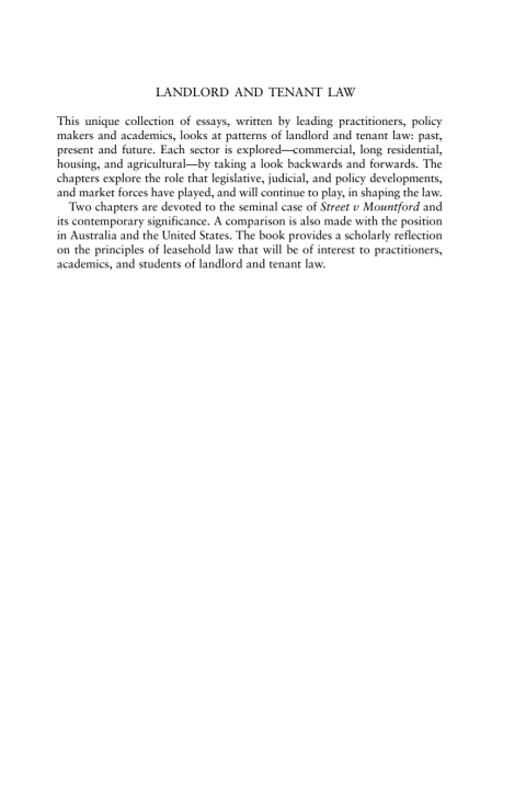 Cover image for book Landlord and Tenant Law