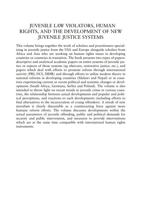 Cover image for book Juvenile Law Violators, Human Rights, and the Development of New Juvenile Justice Systems