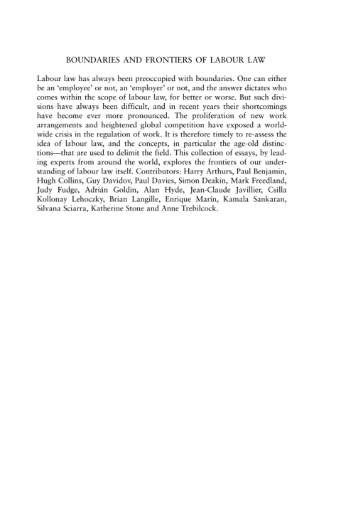 Cover image for book Boundaries and Frontiers of Labour Law