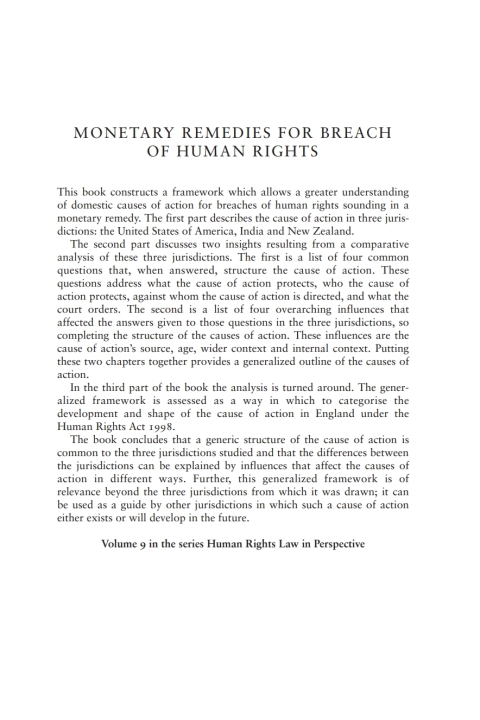 Cover image for book Monetary Remedies for Breach of Human Rights