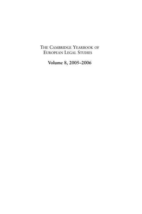 Cover image for book Cambridge Yearbook of European Legal Studies, Vol 8, 2005-2006