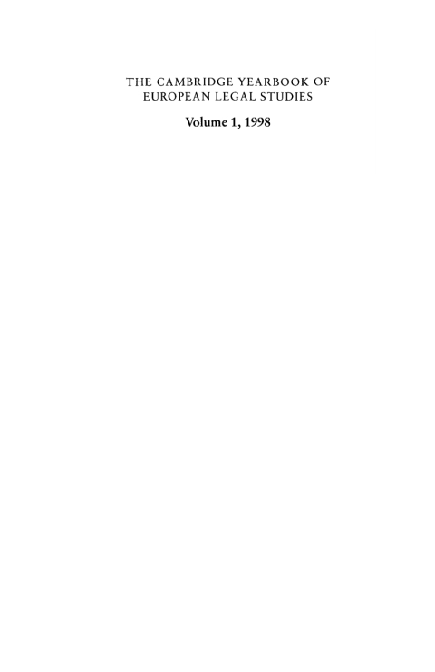 Cover image for book Cambridge Yearbook of European Legal Studies  Vol 1, 1998