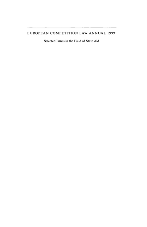Cover image for book European Competition Law Annual 1999