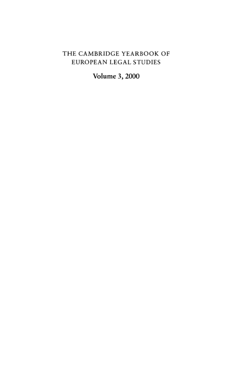 Cover image for book Cambridge Yearbook of European Legal Studies  Vol 3, 2000