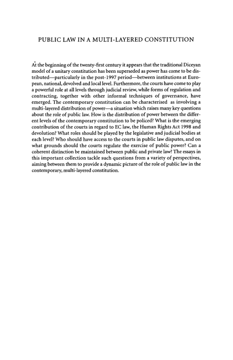 Cover image for book Public Law in a Multi-Layered Constitution