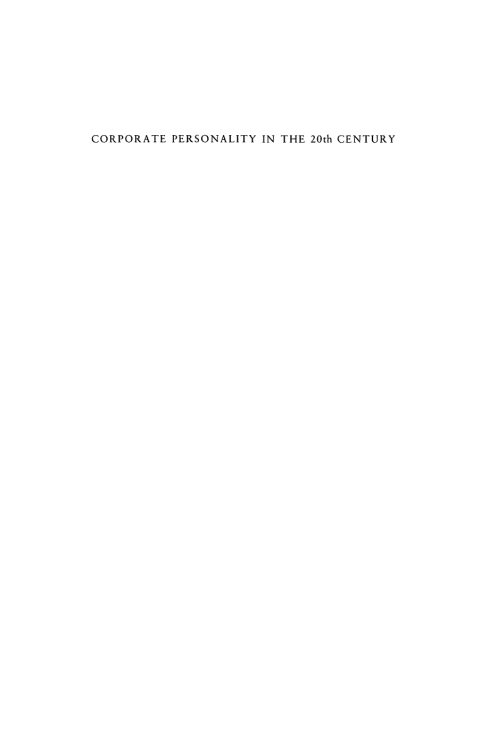 Cover image for book Corporate Personality in the 20th Century