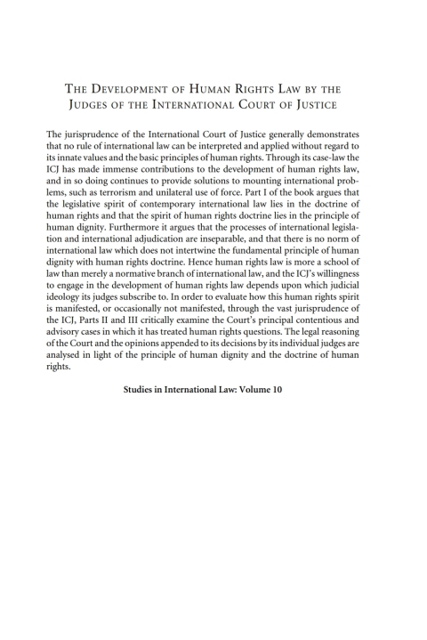 Cover image for book The Development of Human Rights Law by the Judges of the International Court of Justice