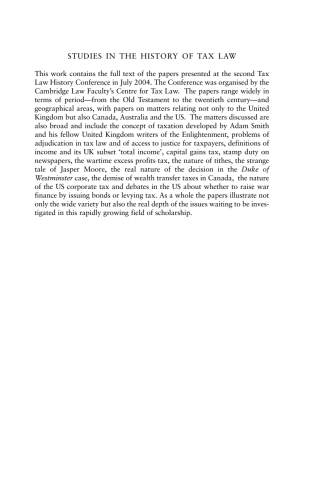 Studies in the History of Tax Law, Volume 2