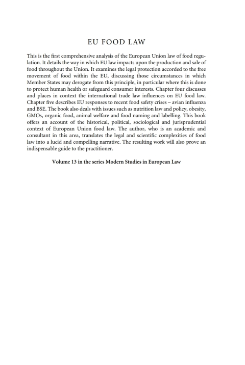 Cover image for book EU Food Law