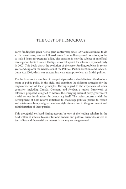Cover image for book The Cost of Democracy