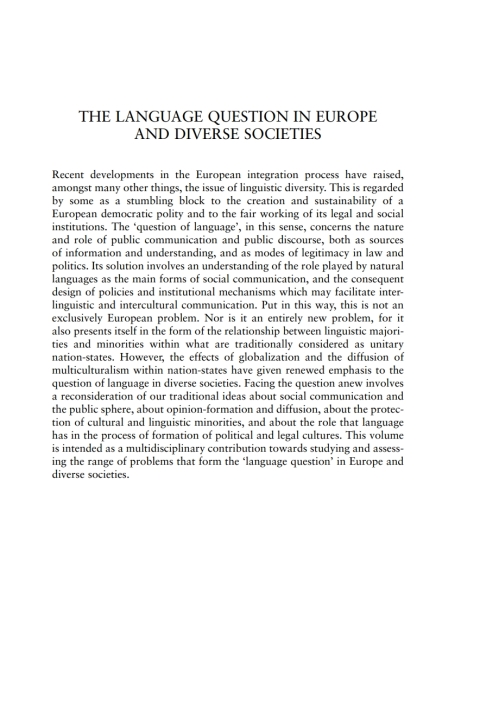 Cover image for book The Language Question in Europe and Diverse Societies