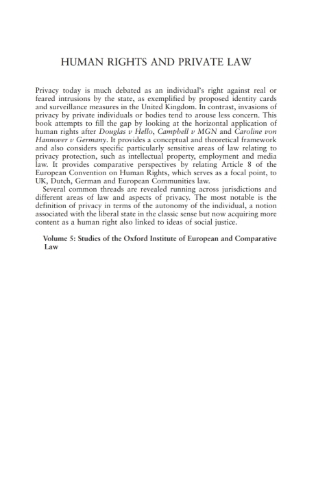 Cover image for book Human Rights and Private Law