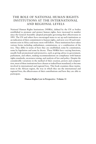 The Role of National Human Rights Institutions at the International and Regional Levels