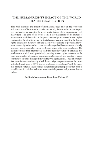 The Human Rights Impact of the World Trade Organisation