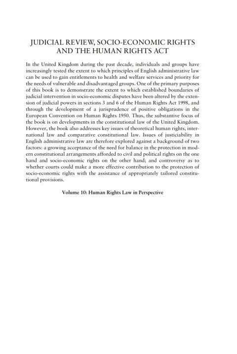 Cover image for book Judicial Review, Socio-Economic Rights and the Human Rights Act
