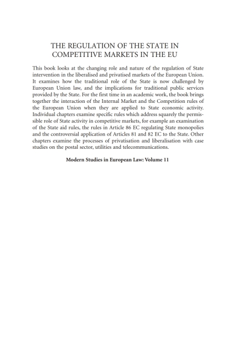 Cover image for book The Regulation of the State in Competitive Markets in the EU