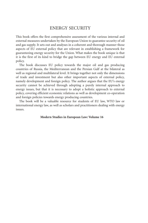 Cover image for book Energy Security