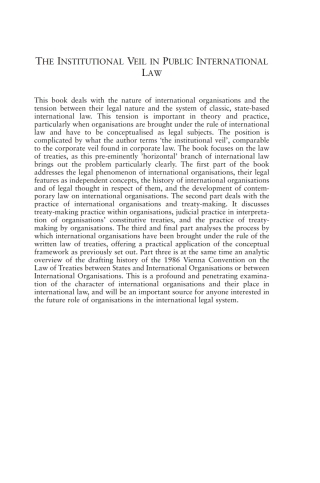 The Institutional Veil in Public International Law