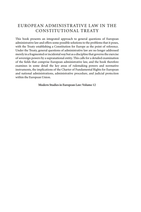 Cover image for book European Administrative Law in the Constitutional Treaty