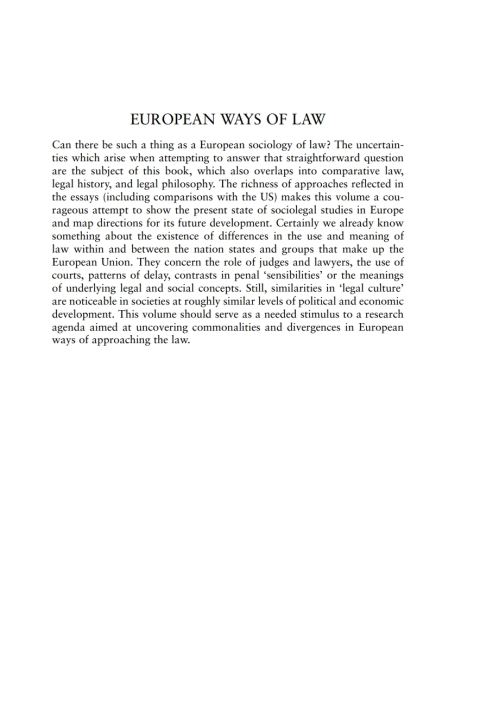 Cover image for book European Ways of Law
