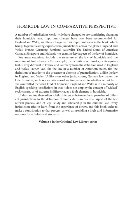 Cover image for book Homicide Law in Comparative Perspective