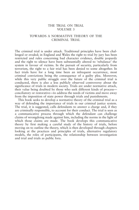 Cover image for book The Trial on Trial: Volume 3